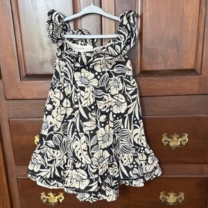 Floral Ruffle Tommy Bahama Dress in Black and Cream